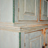 18TH CENTURY BLUE PAINTED STEP BACK CUPBOARD Vintage FOUND | MARKED