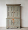 18TH CENTURY BLUE PAINTED STEP BACK CUPBOARD Vintage FOUND | MARKED