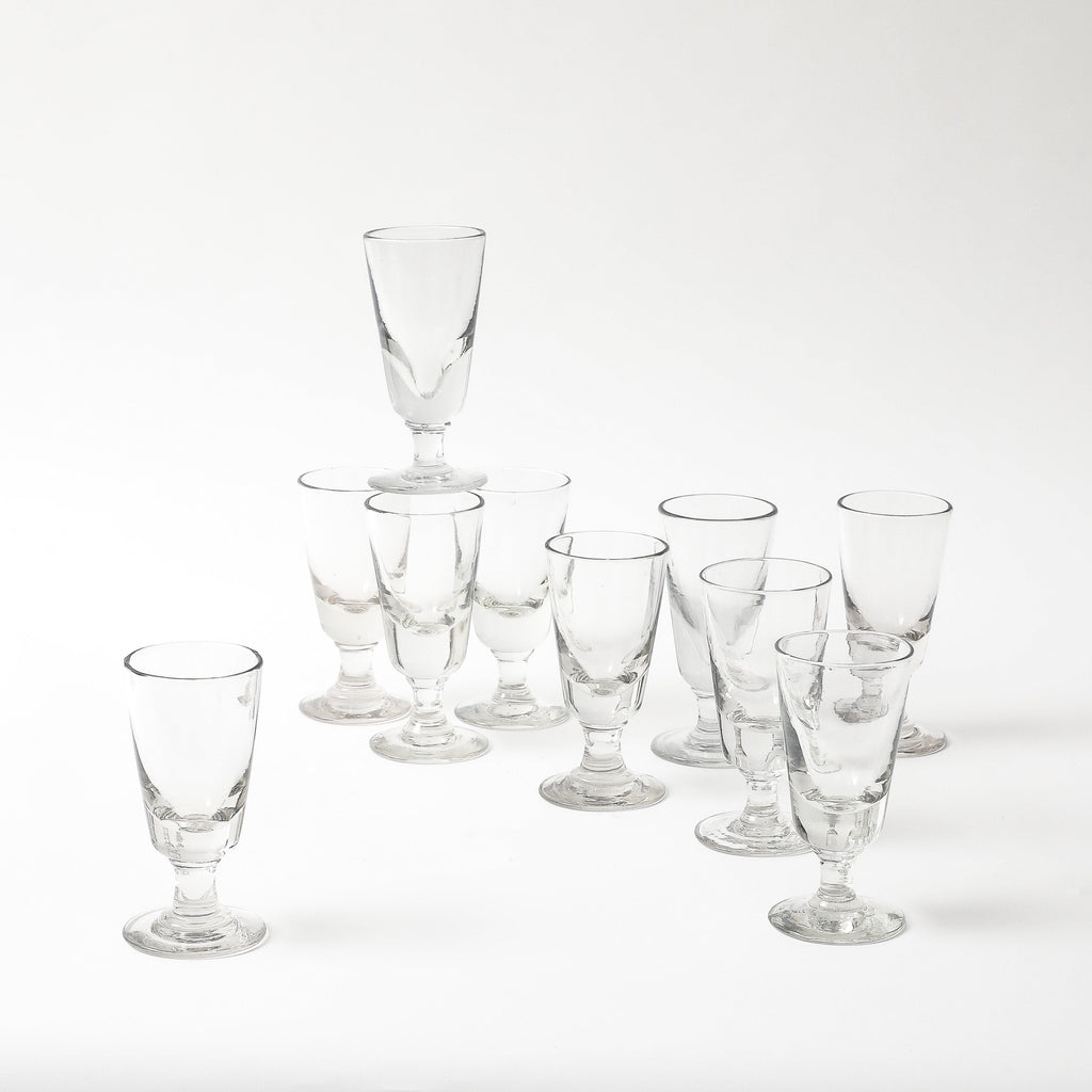 19th century french bistro wine GLASSES Vintage FOUND | MARKED