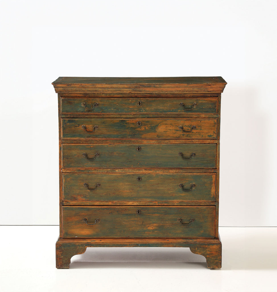 AMERICAN PINE PAINTED CHIPPENDALE CHEST Vintage FOUND | MARKED