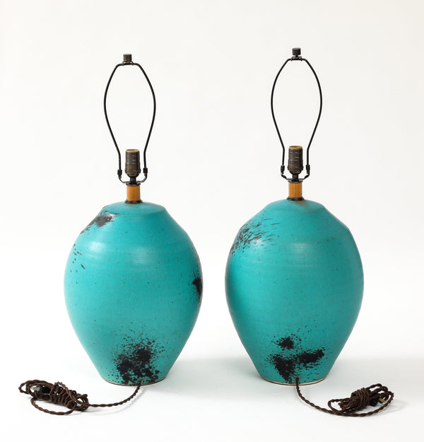 California Ceramic Designs Turquoise Table Lamps Vintage FOUND | MARKED