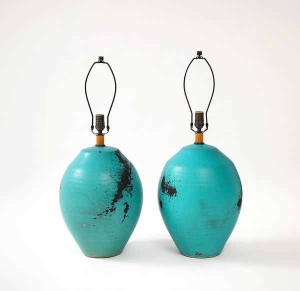 California Ceramic Designs Turquoise Table Lamps Vintage FOUND | MARKED