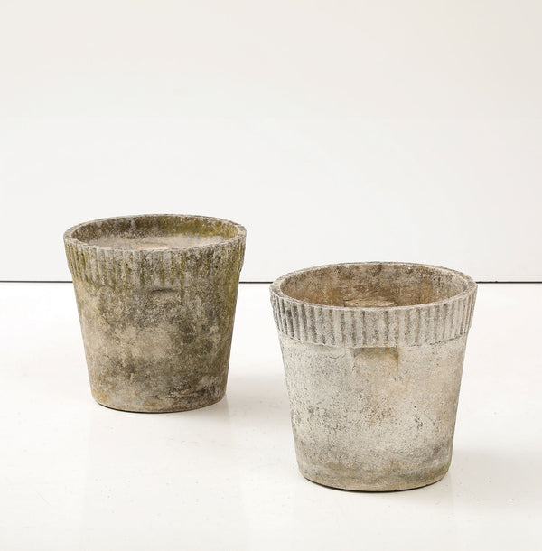WILLY GUHL | PAIR OF CONCRETE PLANTERS Vintage FOUND | MARKED