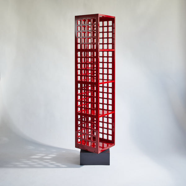 RED LACQUER BOOKCASE Vintage FOUND | MARKED