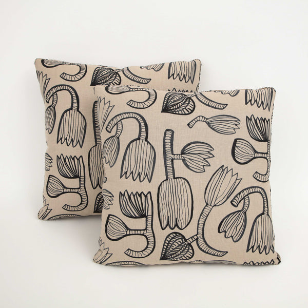 TULIP | NATURAL/BLACK PILLOW Fabric MARKED | MARKED