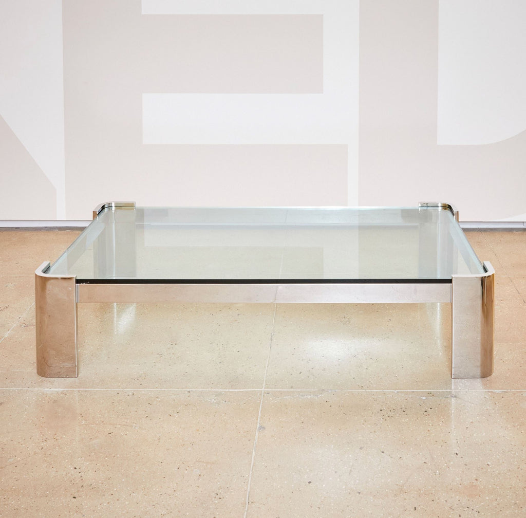 VINTAGE POSTMODERN CHROME AND GLASS COFFEE TABLE Vintage FOUND | MARKED